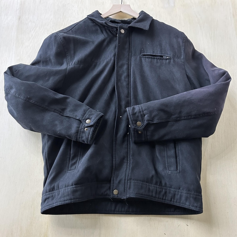 Fahrenheit Canvas Jacket Men Medium Black Bomber Full Zip Lined Pockets Workwear